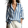 thumbnail image 3 of Horkkom Striped Shirt Women Long Sleeve Button Down Shirts Casual Loose Work Dress Shirts L, 3 of 7