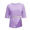 thumbnail image 6 of BiZtdJrK Surgery Shirts for Women Tear Away 3/4 Sleeve Tops Loose Fit Side Split Hem Blouses Solid Casual Soft Tops Chemo Port Adaptive Clothing Purple XL, 6 of 9