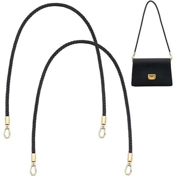 2 pc 2Pcs 23.20" PU Purse Straps Handles Black Purse Straps Leather Handbag Handles with Swivel Clasps Handbag Shoulder Bag Handle Strap Purse Replacement Accessories