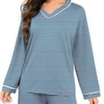 thumbnail image 7 of WRKEKC Womens Flannel Pajamas Sets Plaid Print V-Neck Loose Fit Long Sleeve Long Pants Sleepwear Set for Women Home Leisure Wear, 7 of 7