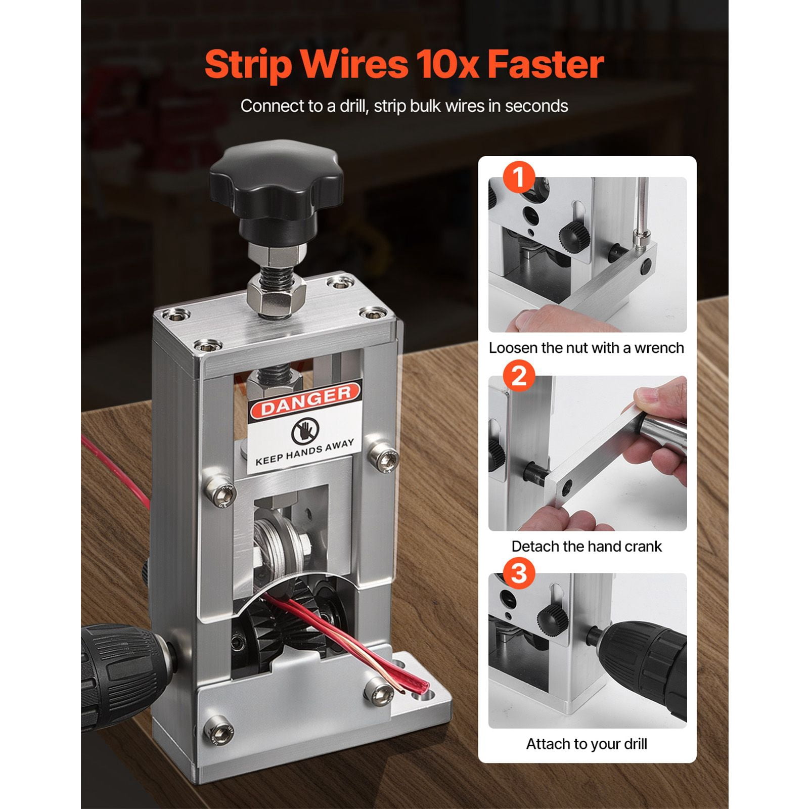 2-in-1 Manual Wire Stripper Machine - Hand Crank or Electric Drill Powered, Adjustable 0.06 to 1 inch for Scrap Copper Wire Stripping, RV & Electrical Projects