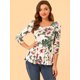 thumbnail image 3 of Camisa Peplum Estampada Con Cuello Redondo Y Mangas Largas De Leopardo Para Mujer Blanco rojo verde L, 3 of 6