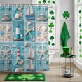 thumbnail image 5 of Nautical Shower Curtain Set with Hooks, Ocean Lighthouse Starfish Shell Ship Waterproof Fabric Bathroom Curtains Decor Home Accessories,Stall 36 X 72 Inch, 5 of 9