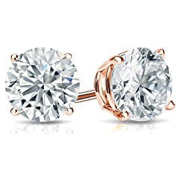 14k Rose Gold Round Lab Grown Diamond Stud Earrings (1/4 cttw, E-F, SI1-SI2) 4-Prong Basket, Screw-backs by Diamond Wish
