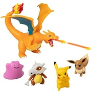 Wicked Cool Toys Pokemon Charizard Eevee Ditto Cubone & Pikachu Action Figures, (5 Pack)