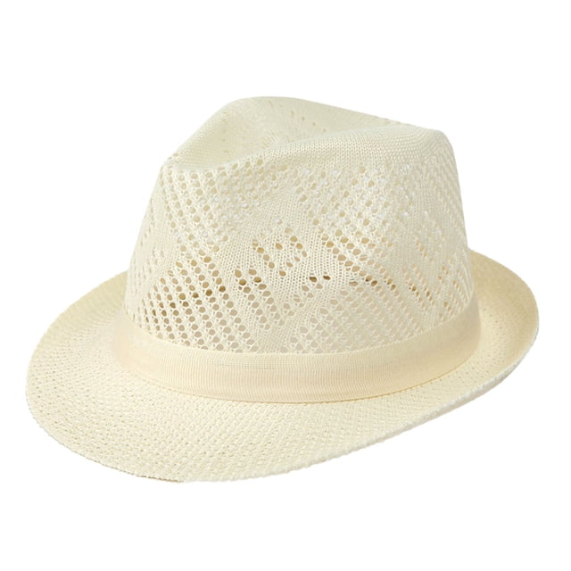 White Mens Solid Color Mesh Fashion Sun Hat Breathable Formal Hat For Summer Use In White Adjustable Head Size 56-58Cm 22.05-22.83 Inches Lightweight And Versatile