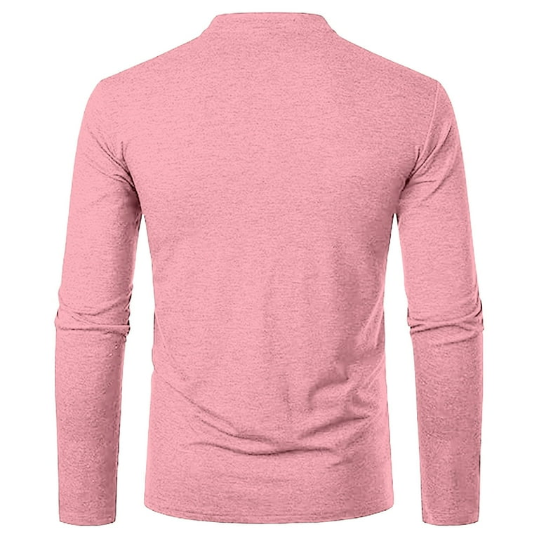 Inglocry Men's Henley Shirt - Long Sleeve Solid Color Cotton
