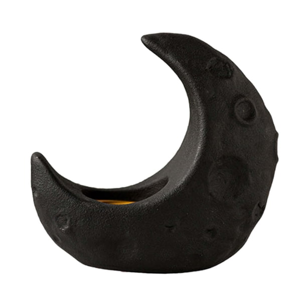 Quemador de incienso de luna creciente, figura de luna, soporte de varillas de incienso de escritorio para yoga Negro