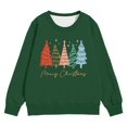 thumbnail image 3 of Girls Sweatshirt Kids Christmas Print Crew Neck Sweatshirt Long Sleeve Pullover Hoodless Top Dark Green 7-8 Years, 3 of 4