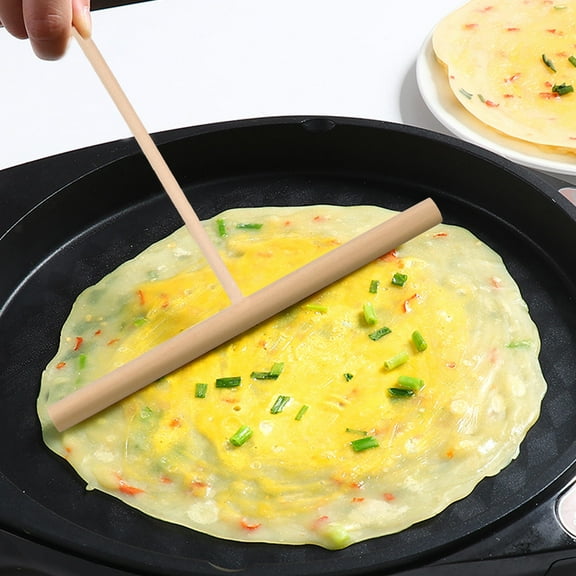 Pawsdot 2Pcs Wooden Cooking Spreader Tool Set for Crepes and Tortillas in Beige