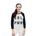 thumbnail image 2 of Thread Tank Girl Power Unisex 3/4 Sleeves Baseball Raglan White Black Large, 2 of 4
