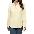 thumbnail image 5 of Siliteelon Women's Button Down Dress Shirts Cotton Long Sleeve Blouse Classic Fit Work Business Casual Tops Beige, 5 of 7
