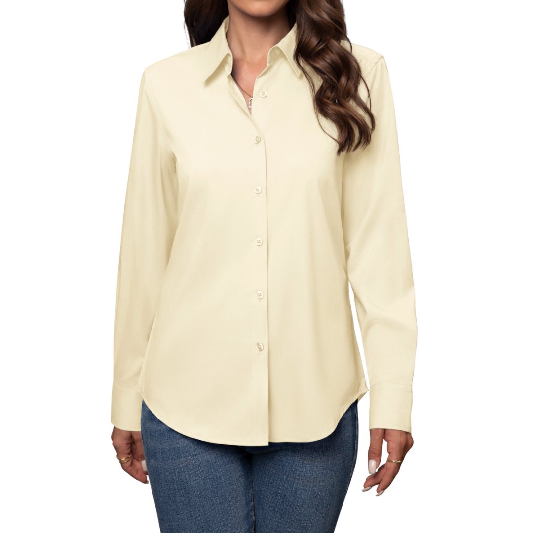 Siliteelon Women's Button-Down Cotton Blouse, Long Sleeve photo 5