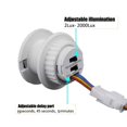 thumbnail image 3 of Portasensor de Movimiento Infrarrojo con 3 Portalamparas - Control de Luz, 220V, 40W, IP22, Ángulo 110°, Distancia 4-6m, Ajuste de Sensibilidad, Ideal para LED, Techo y Proyectores, Blanco Clásico,, 3 of 6
