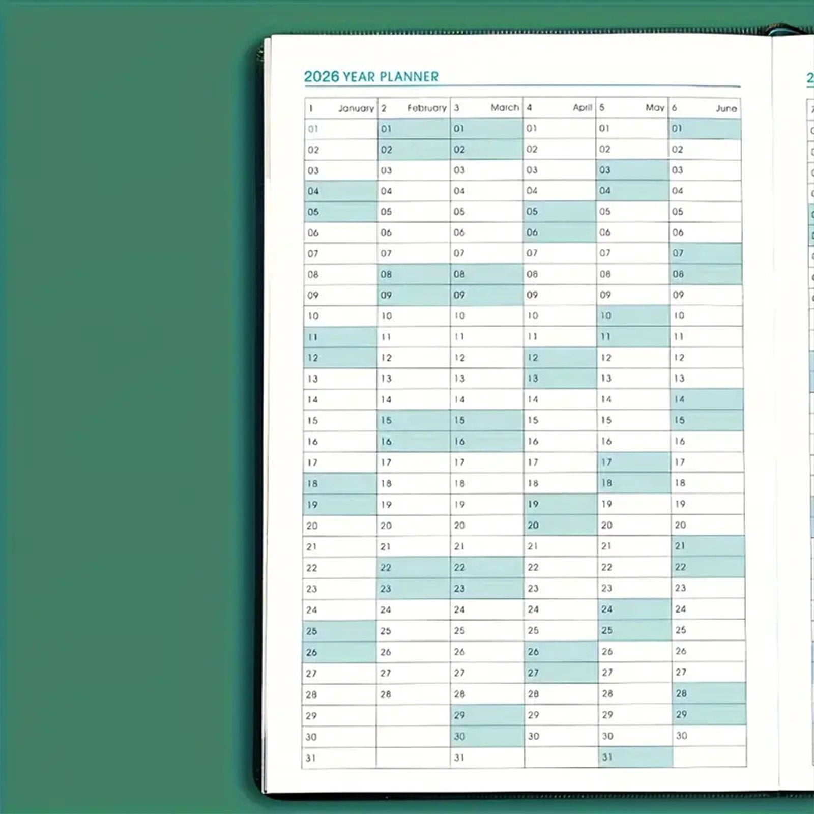 2026 Planner Notebook- Academic Weekly & Monthly Planner 2026 with Monthly Tabs, Jan.2026 - Dec.2026, Diary Book with Hard Cover, Perfect for Home Planing & Office Schedule, 1Pc(Green,8.2x5.8")