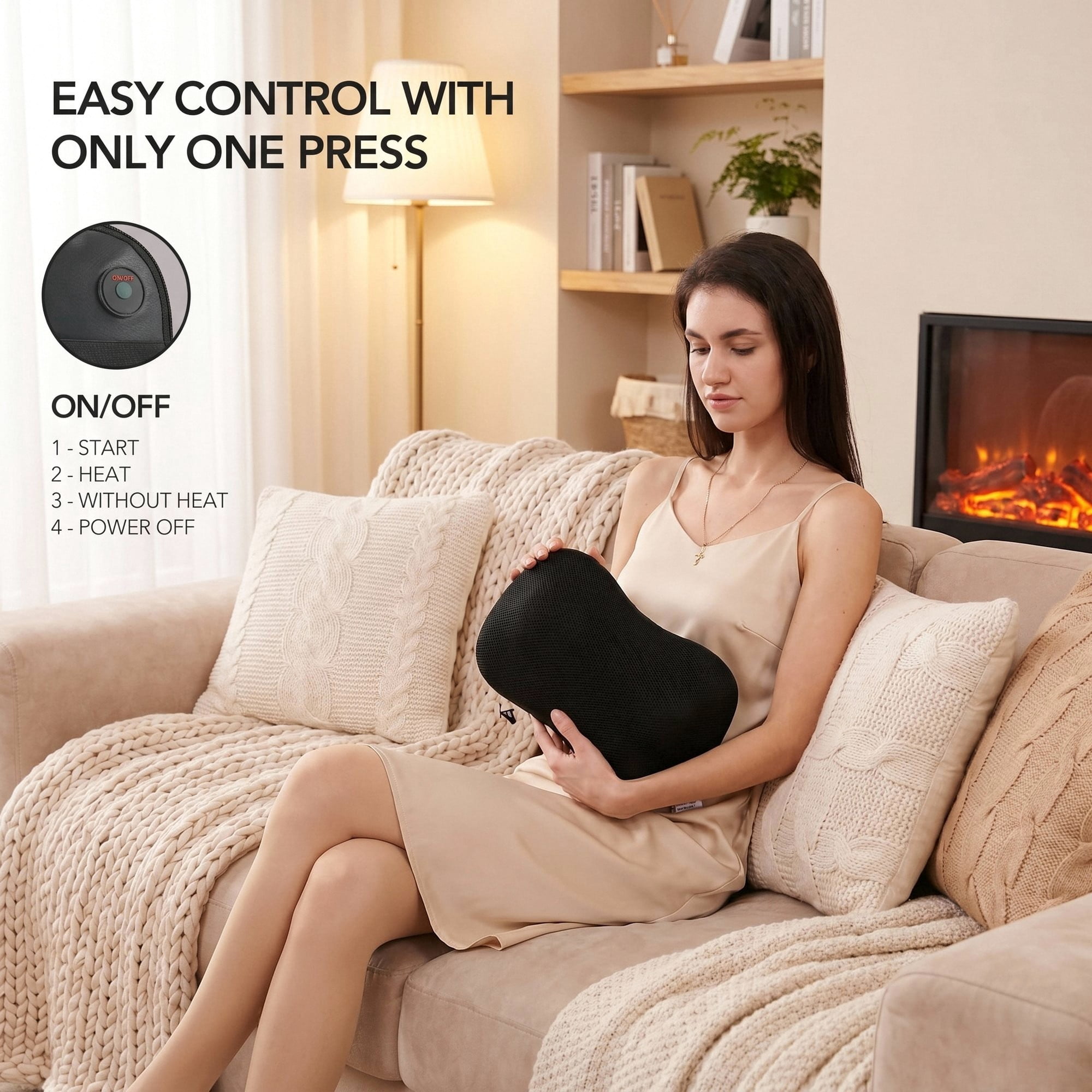 Naipo Back Neck Massager with Heat, Shiatsu Deep-Kneading Massage for Muscle Pain Relief Spa-Like Soothing for Home Car and Office