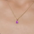 thumbnail image 3 of Gem Stone King 14K Yellow Gold Pink Created Sapphire Pendant Necklace for Women | 1.02 Cttw | Gemstone September Birthstone | Pear Shape 7X5MM | With 18 inch Chain, 3 of 6