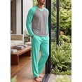 thumbnail image 3 of Airmenty Men's Pajama Set Loungewear Lightweight Sleepwear Long Sleeve Shirts and Bottoms Soft Comfy Sleep Sets 2 Piece Pjs with Pockets S-2XL, 3 of 5