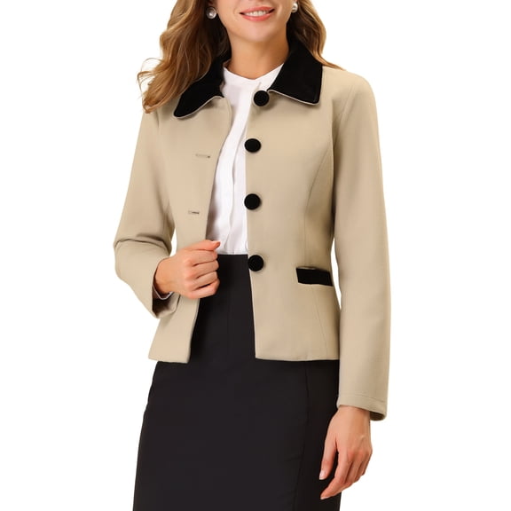 INSPIRE CHIC Women's Contrast Turn Down Collar Pocket Single Breasted Winter Peacoat XS Camel