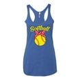 thumbnail image 2 of Wild Bobby, Cute Ribbon Bow Softball Mom Gift, Mother's Day, Women Tri-Blend Racerback Tank Top, Vintage Royal, Medium, 2 of 3