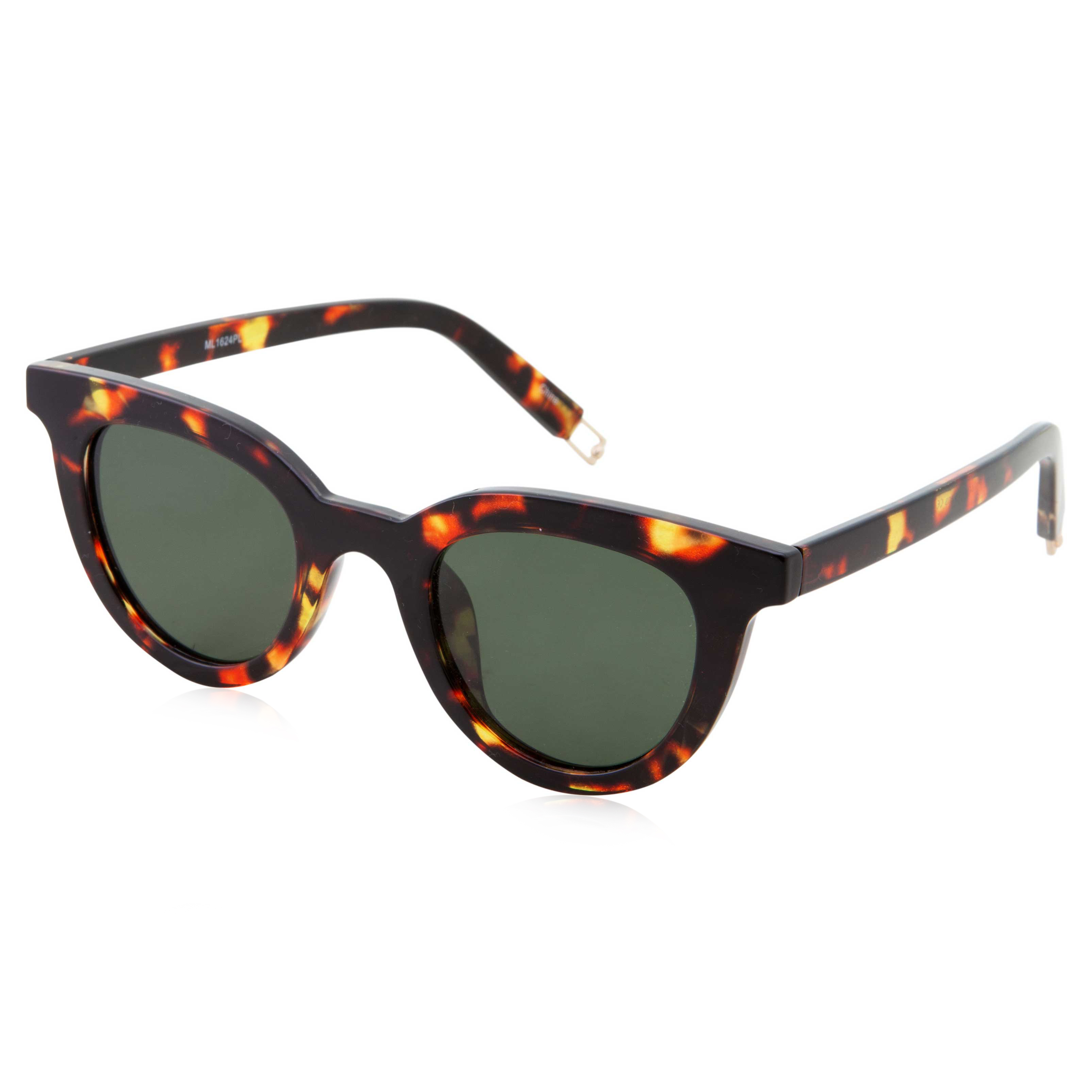 grinderPUNCH Vintage Inspired Horned Rim Tortoise Plastic Frame Round Sunglasses - image 1 of 5