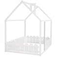 thumbnail image 6 of Aukfa House Bed for Kids Teen, Wood Bed Frame with Fence, Full Size Bed, White, 6 of 7