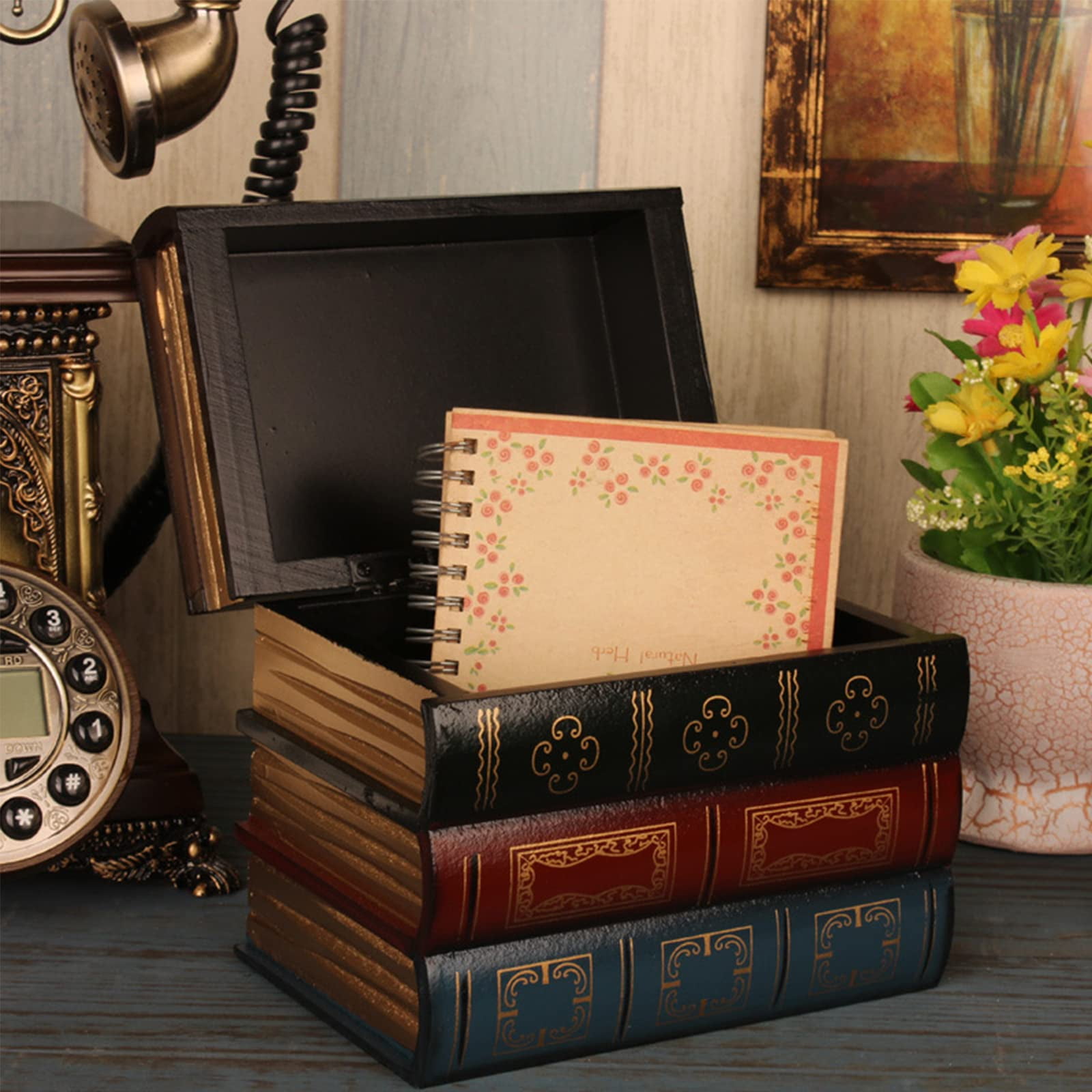  Enkelbruke Book Shape Storage Box, European Style Decorative  Box Fake Book Box Secret Hidden Box Shelf Decoration(#2) : Home & Kitchen