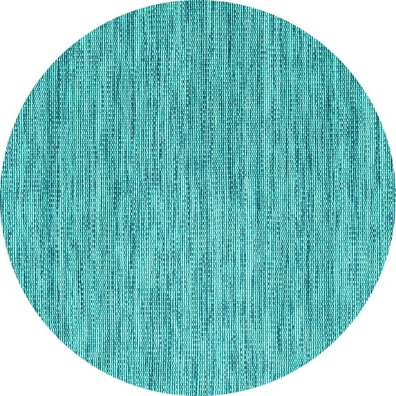 Ahgly Company Machine Washable Indoor Round Abstract Turquoise Blue Contemporary Area Rugs, 8' Round