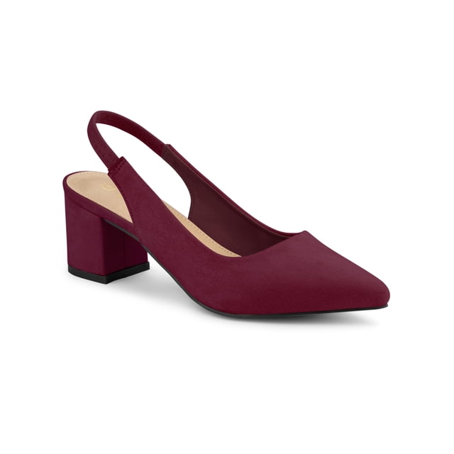 BLISSFUL STEP Escarpins à Talon Bloc pour Femmes Slingback Talons Bourgogne 8,5