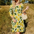 thumbnail image 3 of Lemon Floral Pattern Women's Fall Dresses Casual Loose Flowy Swing Shift Dress, 3 of 9