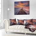 thumbnail image 2 of Designart Dark Seashore Pier under Colorful Sky - Pier Seascape Throw Pillow - 18x18, 2 of 4