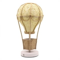 Hot Air Balloon Table Lamp with Woven Rattan Shade, Cozy LED Night Light for Bedroom, Nursery, Living Room, Decorative Bedside Ambient Light
