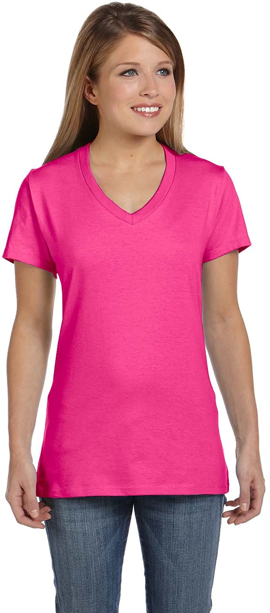 Hanes Womens Nano-T V-Neck T-Shirt, S 