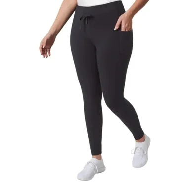 Mondetta Womens Mixed Media Tight Legging Pant (Black, X-Large)