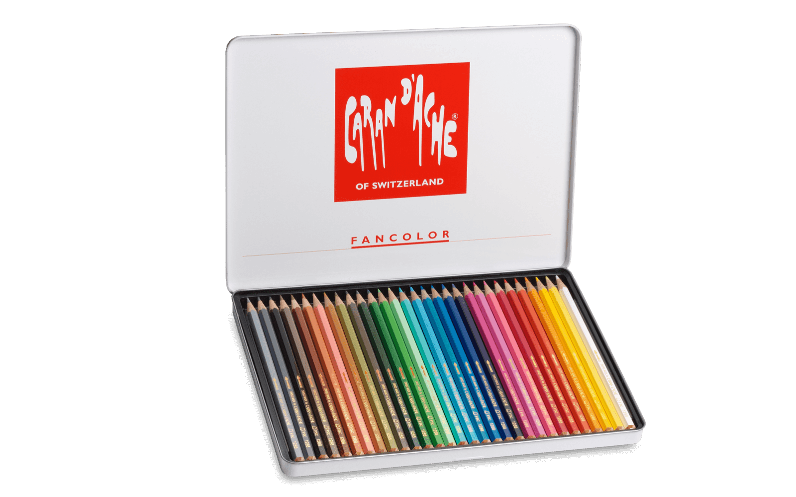 Tin of 30 Water-soluble Caran dAche Caran D'Ache Classicolor Colour Pencils 