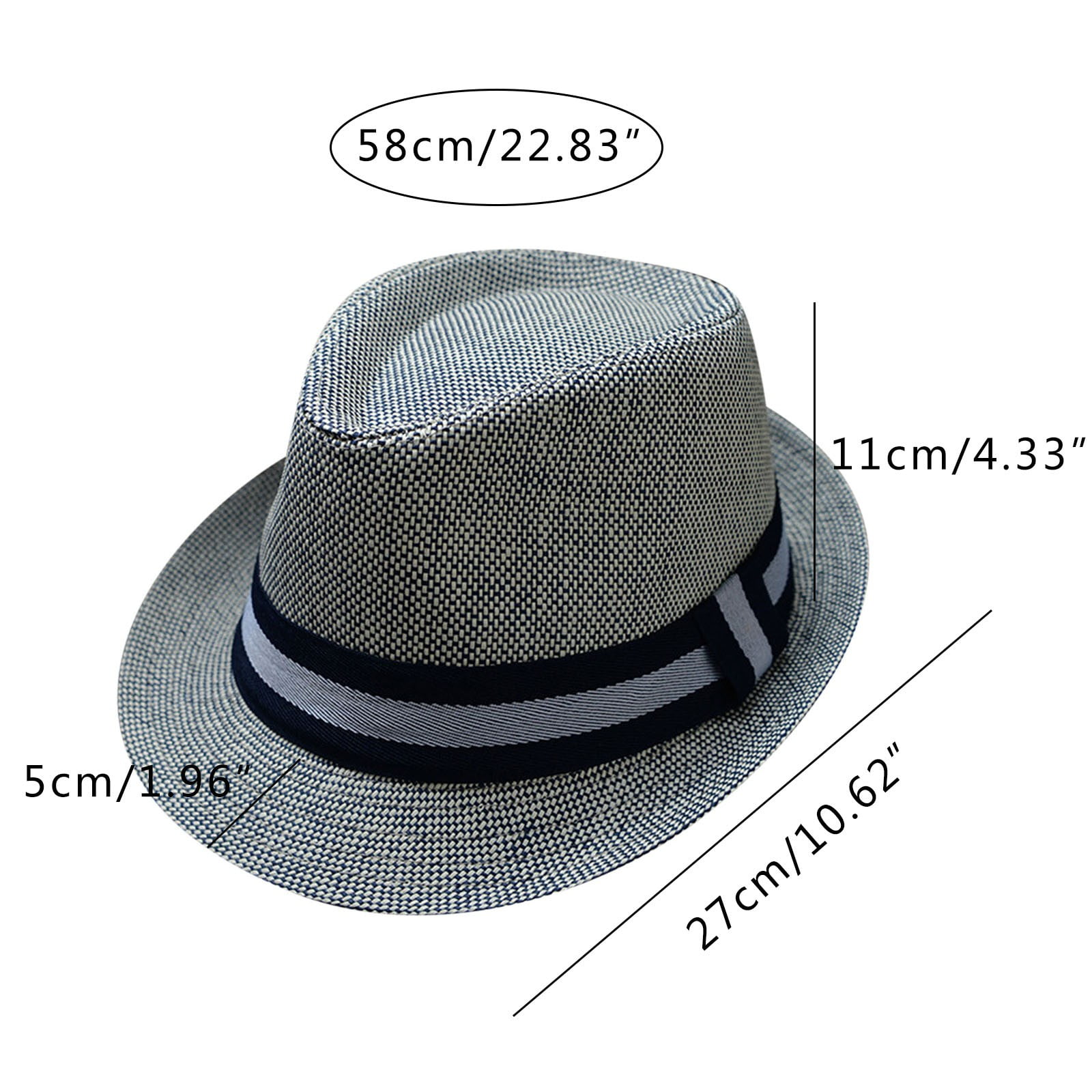 Classic Straw Fedora Hat For Men - Lightweight Breathable Summer Sun Hat With Short Brim (56-58cm)
