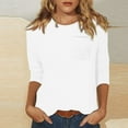 thumbnail image 2 of TQWQT Casual Tops for Women 2024 Solid Color Basic Tees 3/4 Length Sleeve T-Shirt Comfy Loose Fit Pullover Shirt Spring Summer Blouse White 3XL, 2 of 5