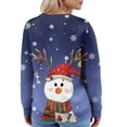 thumbnail image 4 of Women's Fashion Long Sleeve Christmas Snowman Snowflake Print Jacket Cardigan for Holiday Party and Casual Daily Wear,Dark Blue,S, 4 of 5
