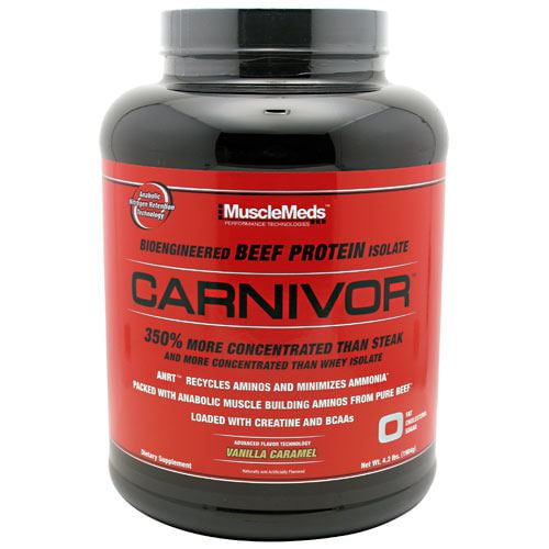 MuscleMeds Carnivor, Vanilla Caramel, 4.2 lbs (1904g) supplement bottle