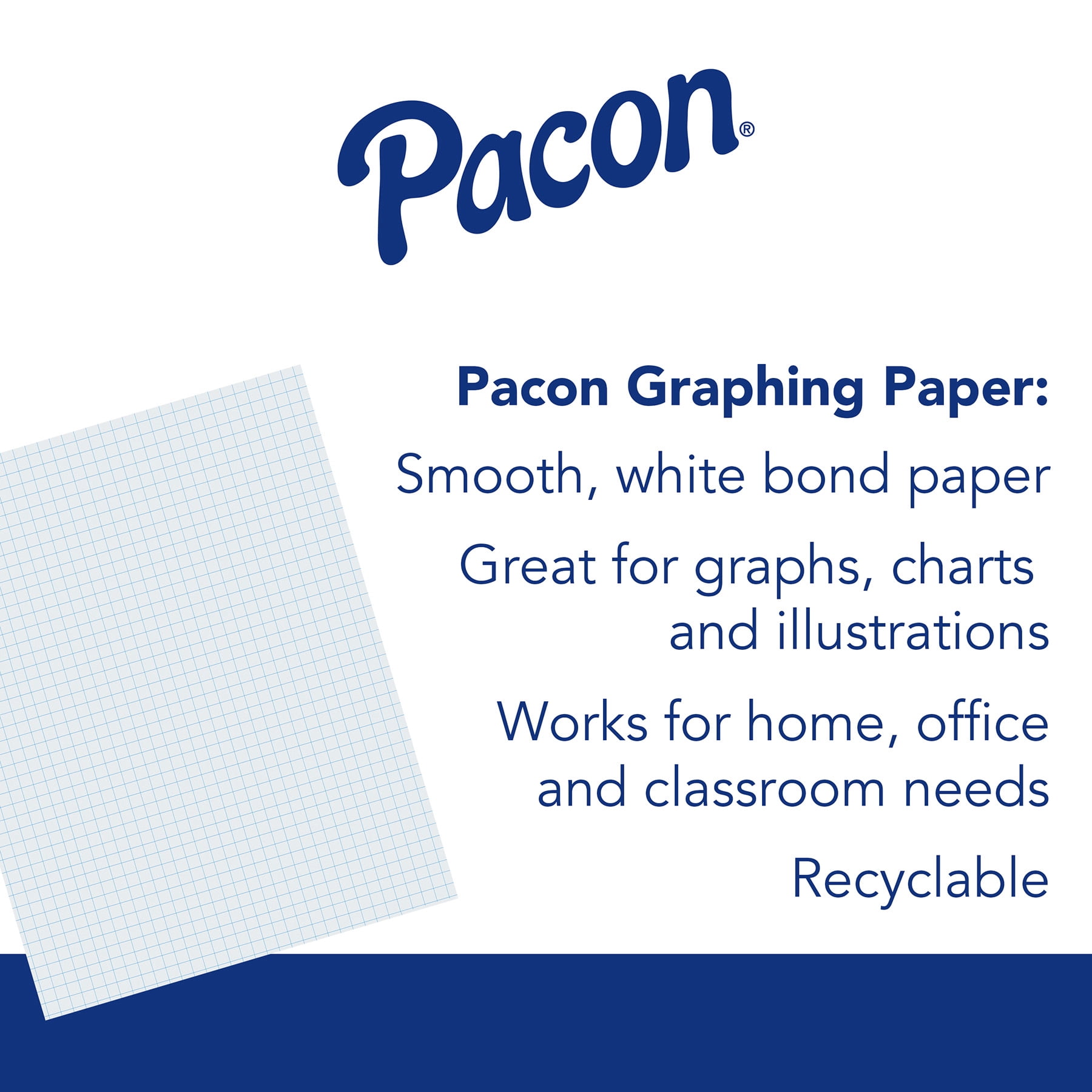 Pacon Graphing Paper, White, 3-Hole Punched, 1/4" Quadrille Ruled, 8" x 10-1/2", 80 Sheets Per Pack, 6 Packs