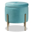 thumbnail image 2 of Baxton Studio Malina Contemporary Glam and Luxe Sky Blue Velvet Fabric Upholstered and Gold Finished Metal Storage, 2 of 2