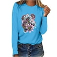 thumbnail image 1 of Leutsin T-shirt Blouse à Manches Longues Décontracté Ample à Col Rond Imprimé pour Femmes, 1 of 7