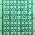 thumbnail image 1 of Ahgly Company Machine Washable Indoor Square Abstract Turquoise Blue Modern Area Rugs, 5' Square, 1 of 4