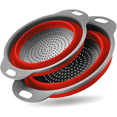 thumbnail image 1 of Paquete de 2 coladores plegables de silicona con asa, colador de alimentos plegable sobre fregadero, cesta de drenaje para ahorro de espacio sin BPA para verduras, frutas, pasta, cocina y camping, 1 of 6