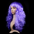 thumbnail image 1 of Peluca de ondas grandes coloridas, tocado para mascarada, tocado de pelo largo y rizado de fibra química, tocado divertido para cosplay, 1 of 5