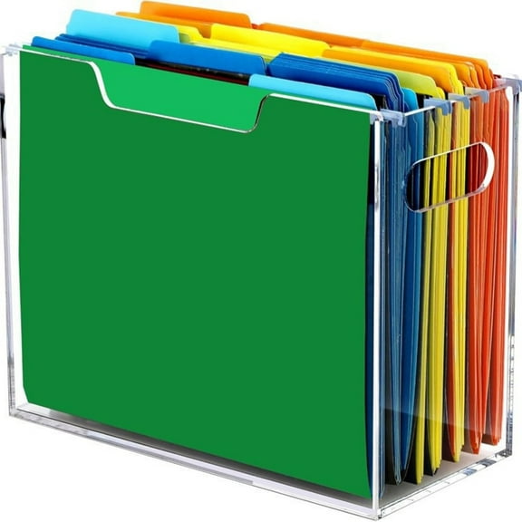 Clear Acrylic Folder Organiser File Storage Case with Portable Handle for Office
