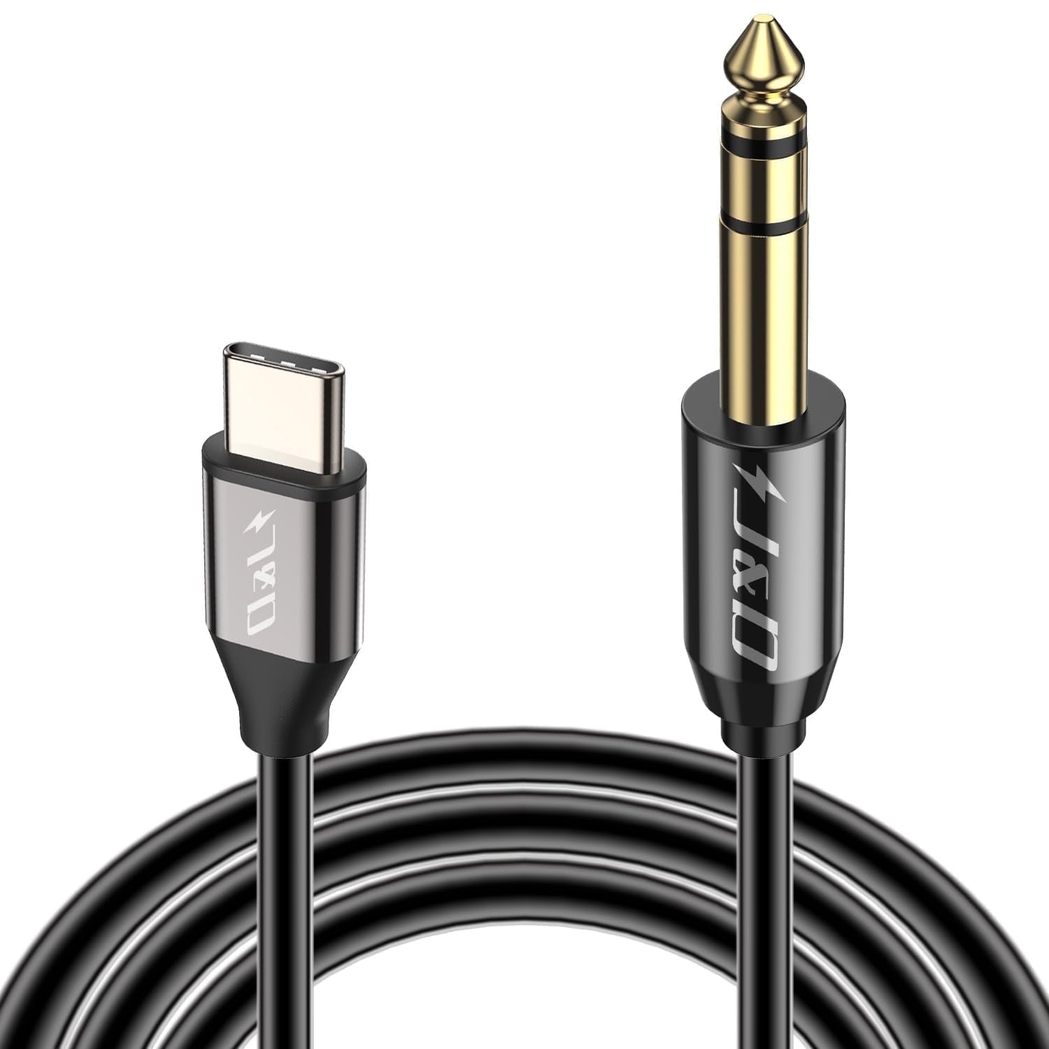 J&D USB-C to 6.35mm TRS Stereo Audio Cable, 6.6 ft – High-Fidelity Adapter for Headphones & Speakers