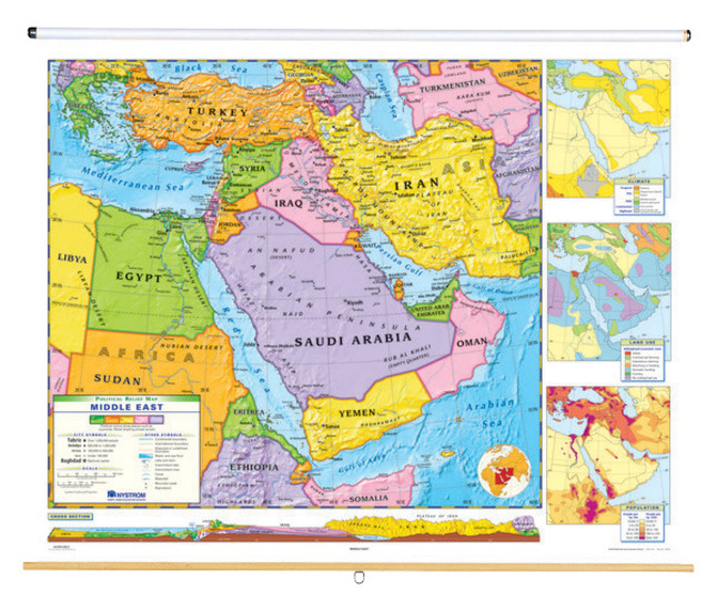Nystrom Political Relief Map, Middle East - Walmart.com