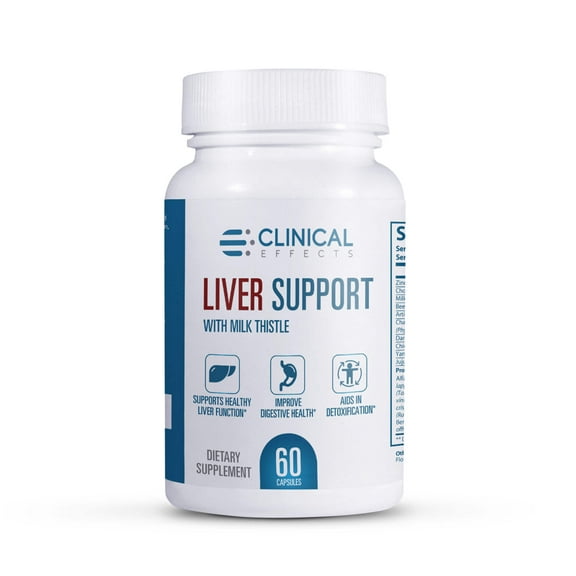 Clinical Effects Liver Support - Natural Milk Thistle and Zinc Supplement - 60 Veggie Capsules - Helps Detox and Cleanse The Liver - Supports Liver Function and Digestive Health - Made in The USA