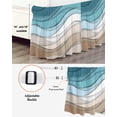 thumbnail image 3 of Turquoise Brown Bed Skirt Cal King Size, Teal White Geometric Gradient Stripes Wrap Around Bed Skirting with Adjustable Elastic Strap, Dust Ruffled Pleated Bedskirts 18 Inch Drop for Bedroom Beds, 3 of 9